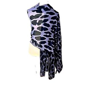 Wrap Scarf Water Color Style Gray Blue Black by The Limited